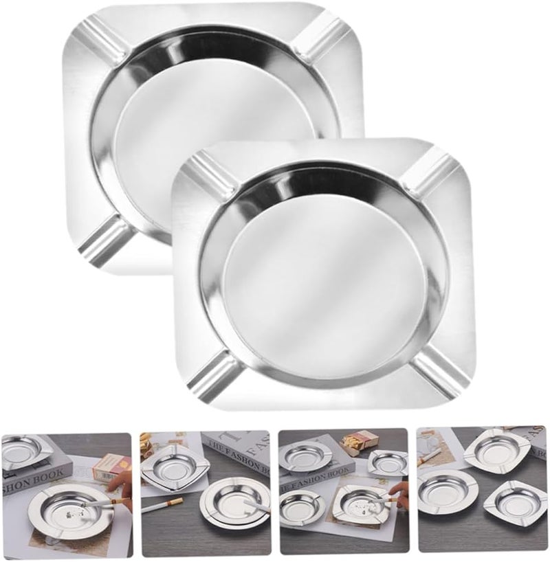 3 مجموعات من منافض السجائر المصنوعة من الفولاذ المقاوم للصدأ بتصميم فتحة للاستخدام المنزلي والسيارة والهواء الطلق - Image 3